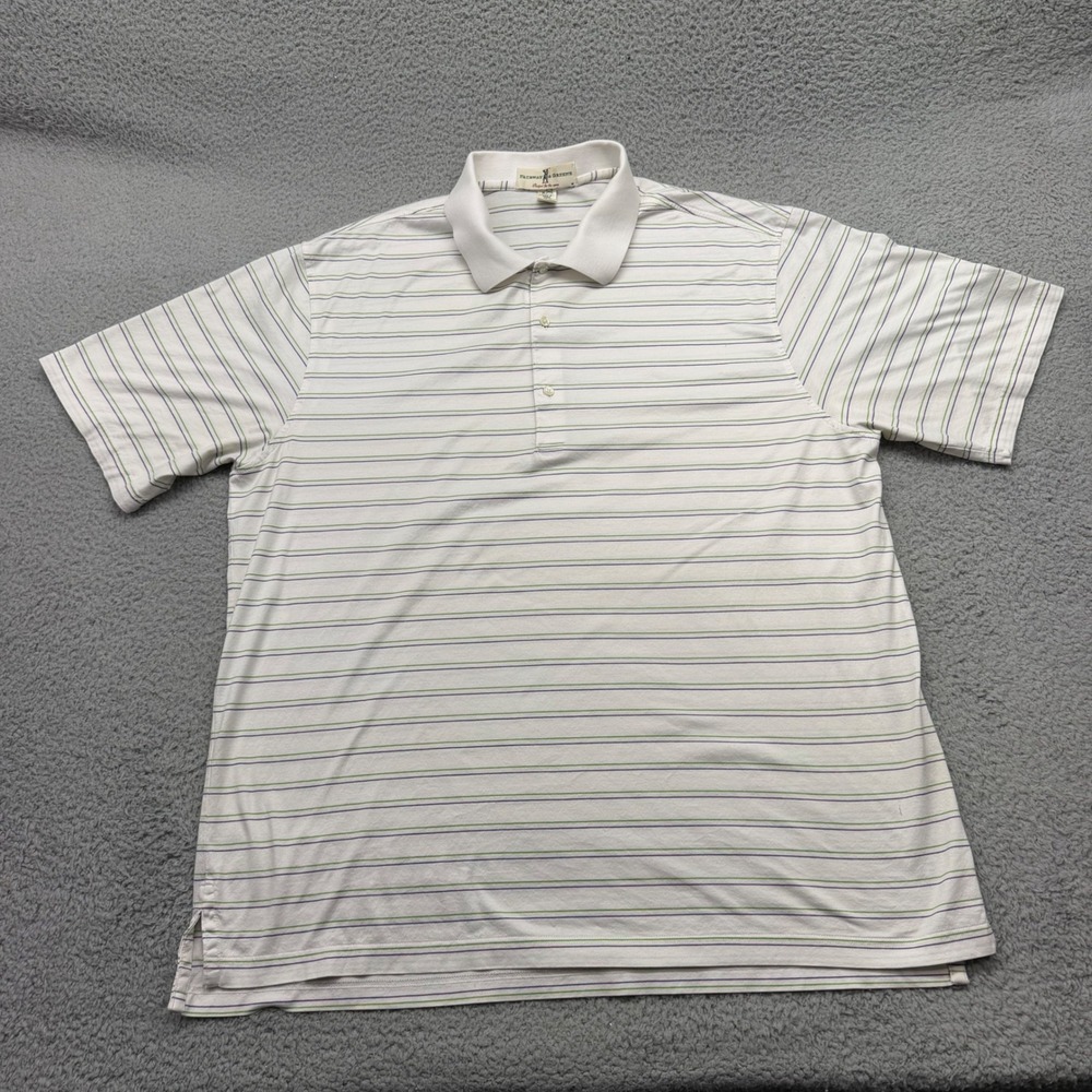 Fairway & Greene Mens XL White Striped Mercerized Cotton Short Sleeve Golf Polo